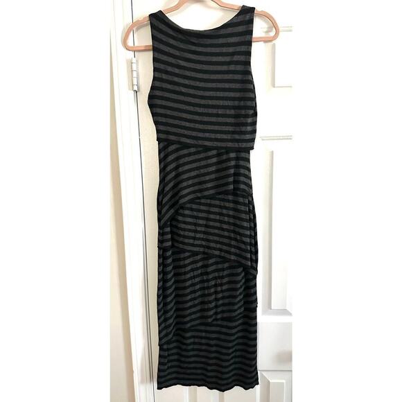 Bailey 44 ANTHROPOLOGIE Striped Tiered Column Bandage Dress Black Gray Sz Small - Picture 3 of 5